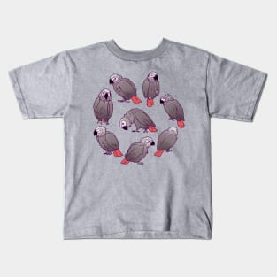 African Grey Parrot Flock Kids T-Shirt